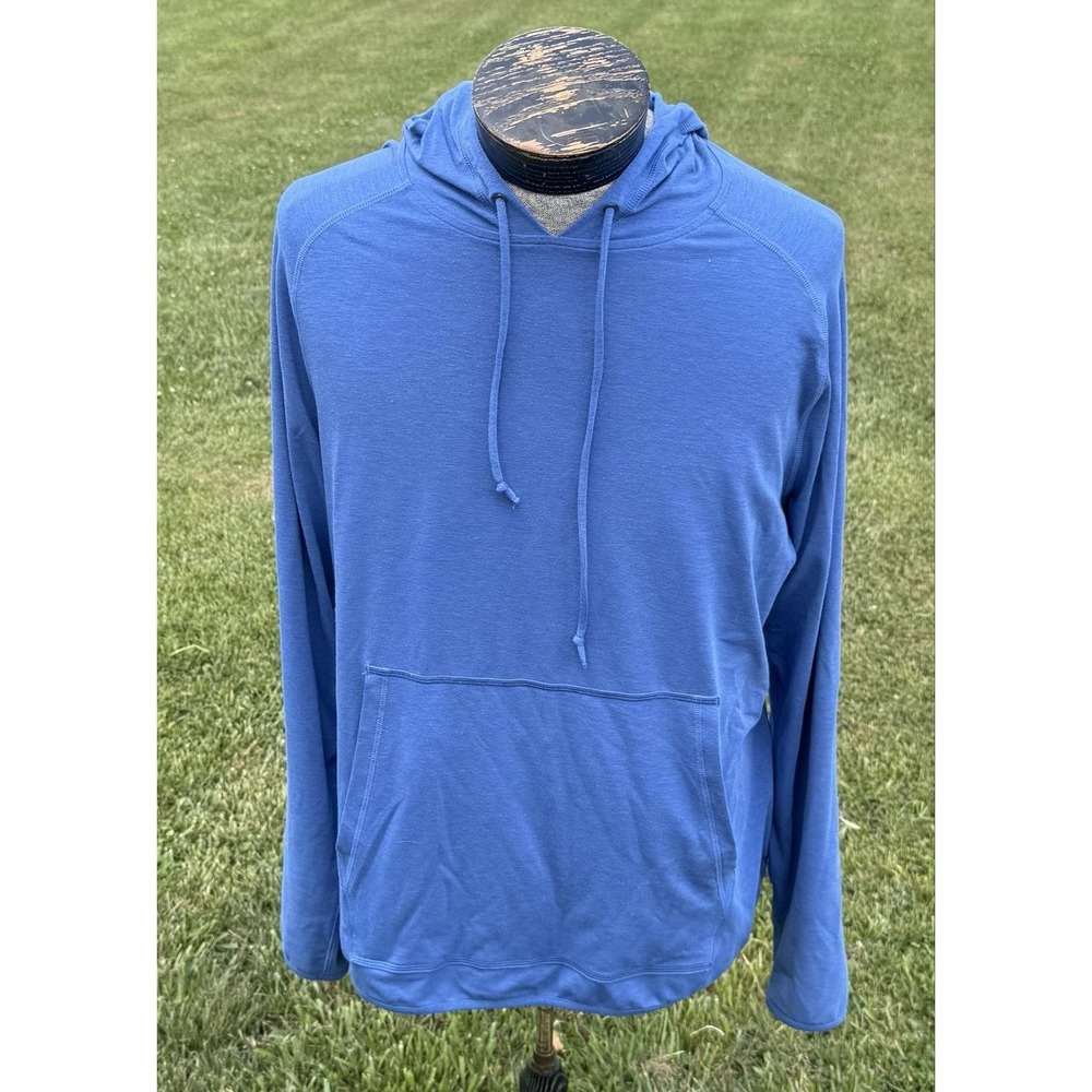 REI Hoodie Mens Large Blue Lightweight‎ Pullover Stretch Kangaroo Pocket Hiking